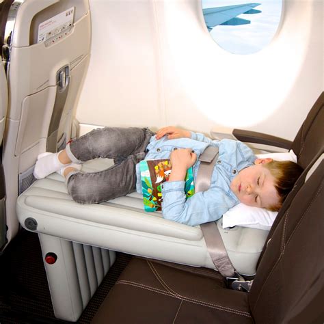 Flyaway Kids Bed is a premium inflight mattress / seat extender for your child that creates a comfortable place for them to sleep and play on planes. It is made from PVC that is BPA- FREE and Phthalate-safe. It features side bumpers, patented valves for quick inflation and an automatic pressure release valve. 